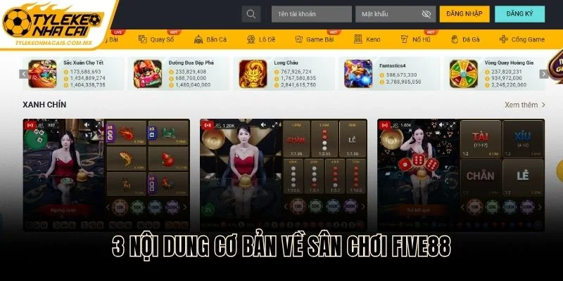 3 nội dung cơ bản về sân chơi FIVE88